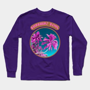 Sunshine soul pink palm trees Long Sleeve T-Shirt